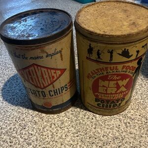 Antique Vintage Everkrisp & New Era Potato Chip Advertising Tins
